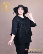 شومیز گیپور پولکی سایزبزرگ شیک