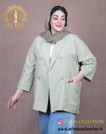 مانتو لوئیز میله ای جلو باز سایزبزرگ سبز