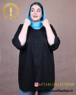 مانتو نخ روس نگینی سایزبزرگ مشکی