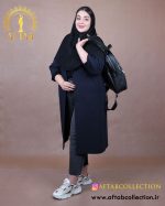 مانتو لنین جلو باز یقه انگلیسی سایزبزرگ