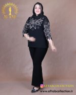 شومیز جودون آستین حریر نگین گل سایزبزرگ