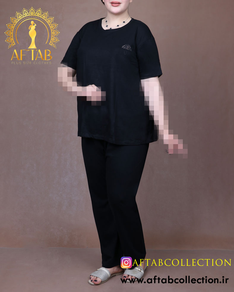 تیشرت مشکی نگین چتر سایزبزرگ