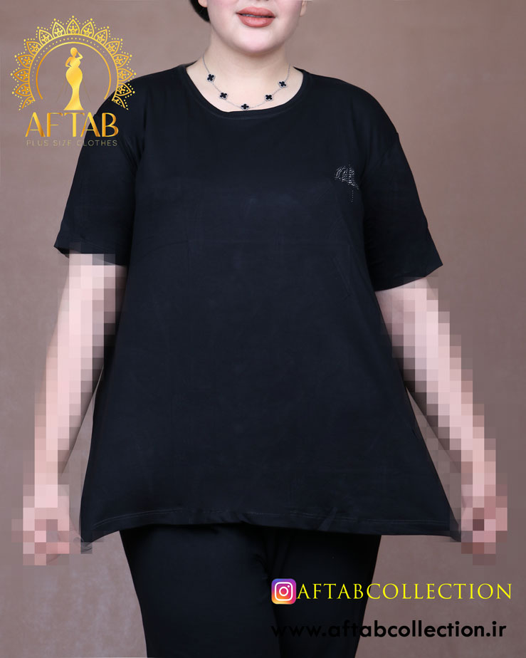 تیشرت مشکی نگین چتر سایزبزرگ