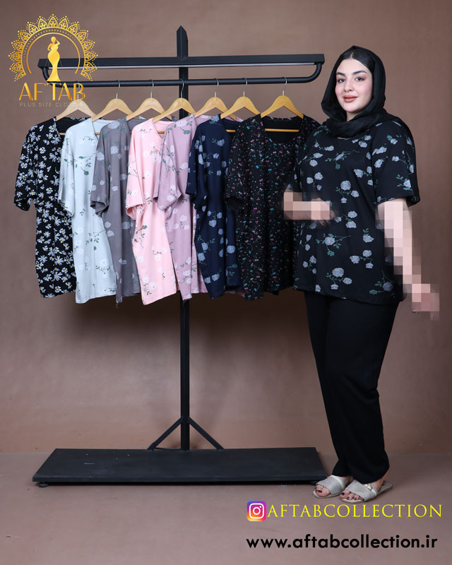 تیشرت طرحدار ویسکوز نخ سایزبزرگ