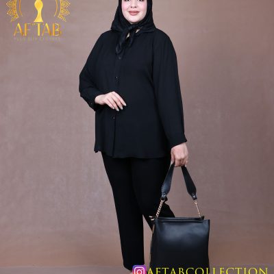 شومیز حریر ساده یقه مردانه سایزبزرگ
