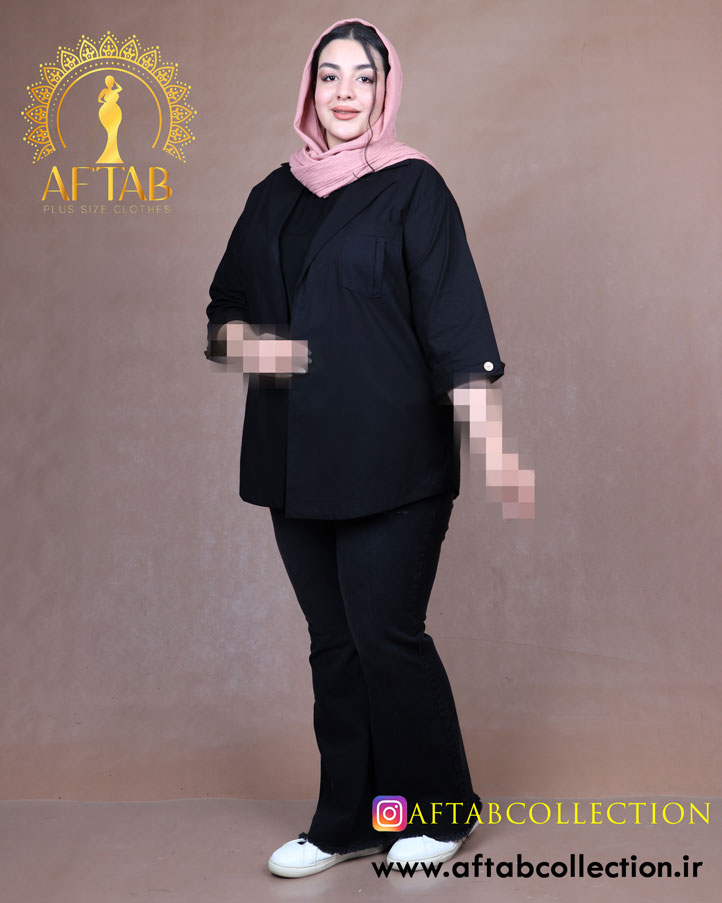 مانتو لنین یقه انگلیسی سایزبزرگ