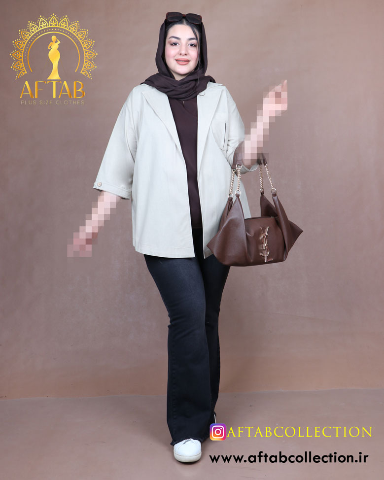مانتو لنین یقه انگلیسی سایزبزرگ