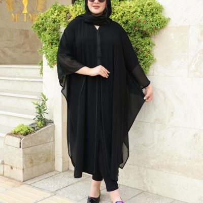 مانتو پانچ حریر شیفون سایزبزرگ