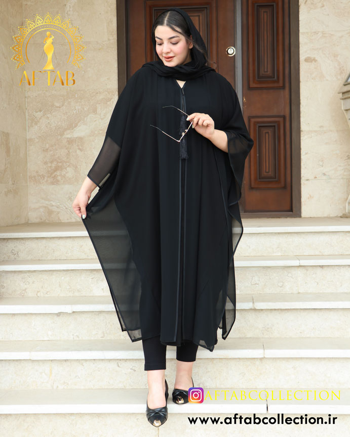 مانتو پانچ حریر شیفون سایزبزرگ