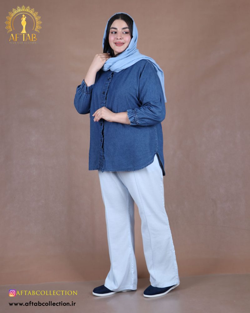 مانتو جین کاغذی پلیسه سایزبزرگ