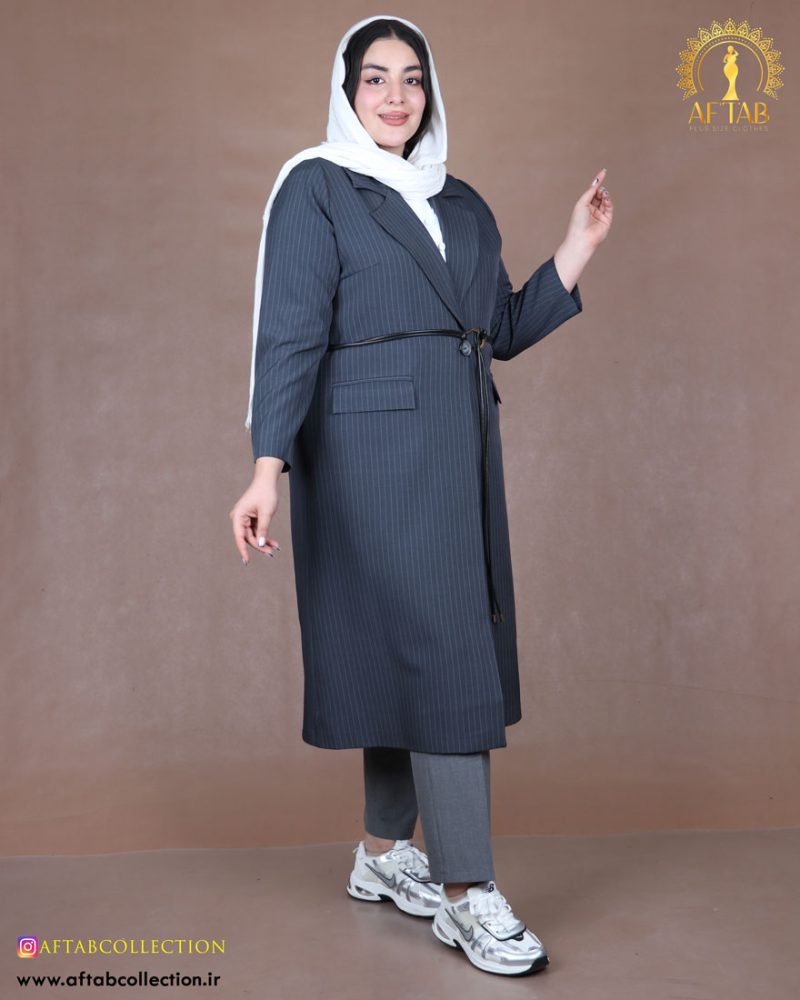 مانتو بزیاق بلند تک دکمه سایزبزرگ