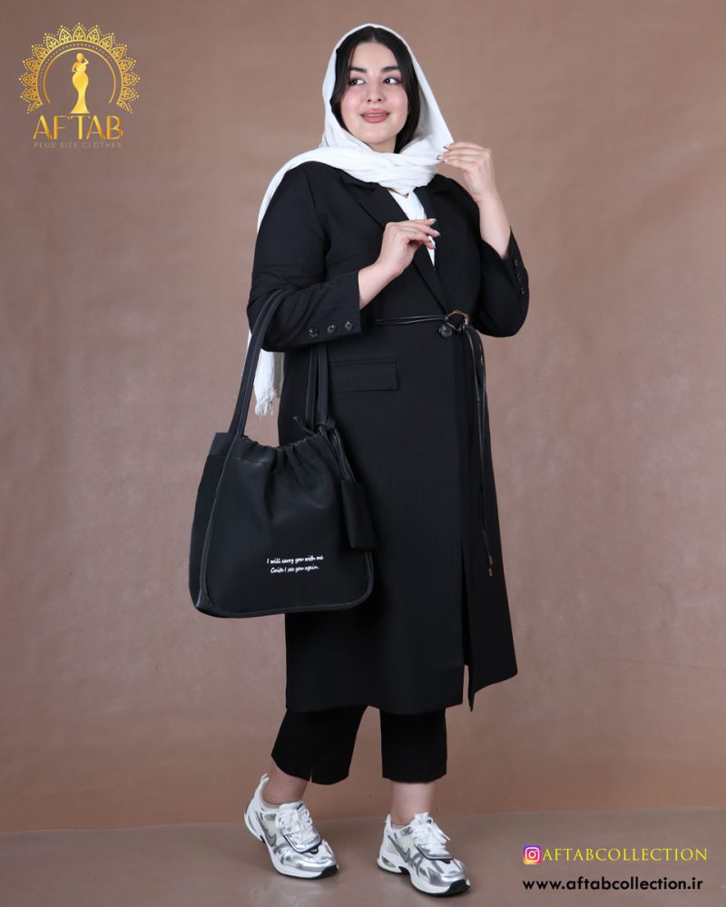 مانتو بزیاق بلند تک دکمه سایزبزرگ