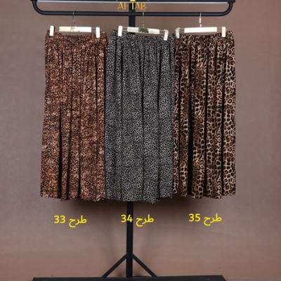 دامن کمر کش نخی طرحدار سایزبزرگ