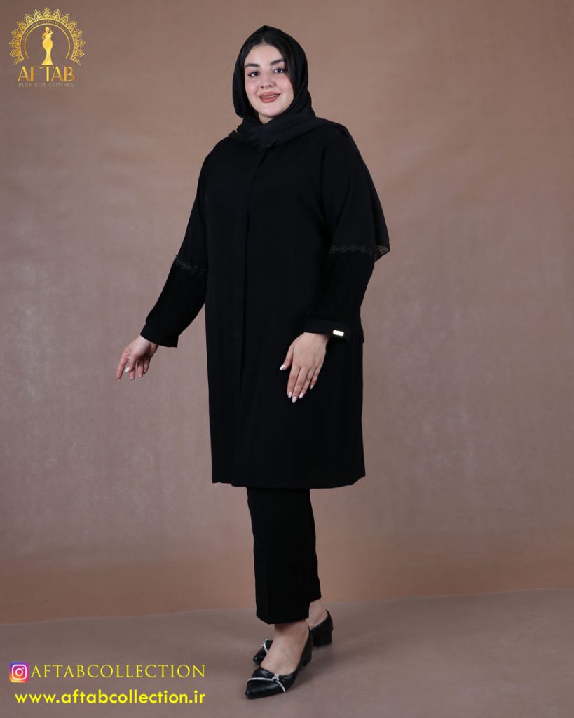 مانتو کریشه آستین گل سایزبزرگ