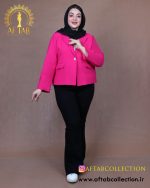 کت کراپ لنین رنگی سایزبزرگ سرخابی