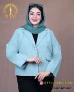 کت کراپ لنین رنگی سایزبزرگ فیروزه ای