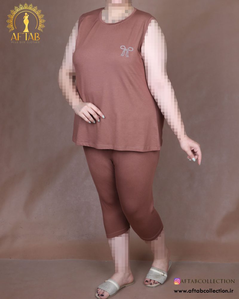 ست راحتی تاپ و شلوارک پاپیون سایزبزرگ