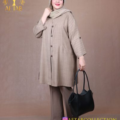 مانتو چهاردکمه لوئیز سایزبزرگ کرم