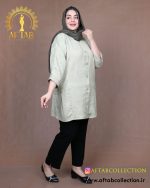 مانتو جیب پیلی سوفیا ژاکارد سایزبزرگ سبز