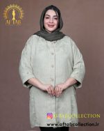 مانتو جیب پیلی سوفیا ژاکارد سایزبزرگ تابستانه