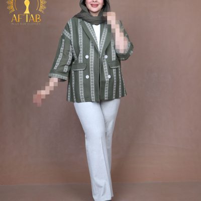 مانتو کیمونو حصیری سایزبزرگ سبز