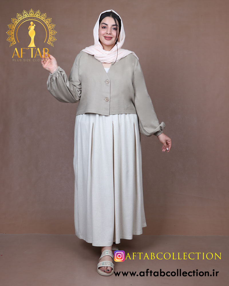 کت دامن ترکیبی لنین سایزبزرگ