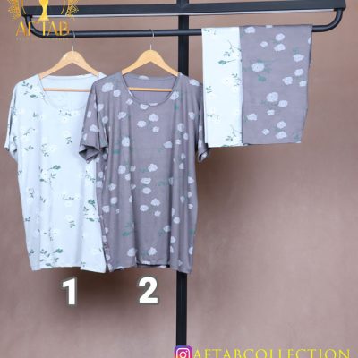 ست راحتی تیشرت و شلوارک طرحدار سایزبزرگ