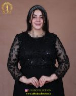 پیراهن مجلسی آستین تور منجوق سایزبزرگ