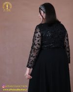 پیراهن مجلسی آستین تور منجوق سایزبزرگ