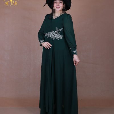 پیراهن مجلسی سنگی برگی سایزبزرگ