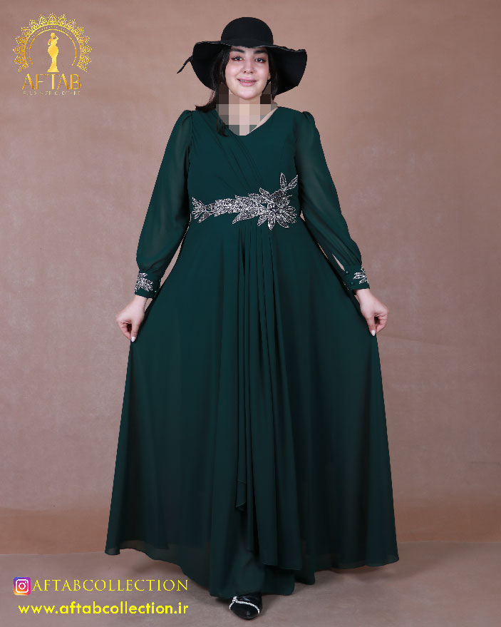 پیراهن مجلسی سنگی برگی سایزبزرگ