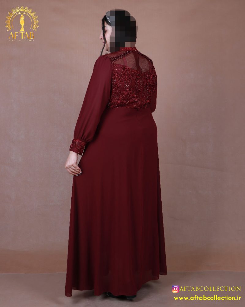 پیراهن مجلسی خرجکار گیپور ریسه ای سایزبزرگ