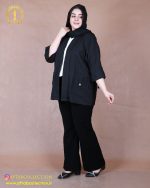 مانتو شانتون جلو باز یقه آرشال سایزبزرگ 7080 - Image 4