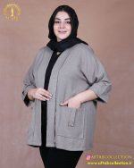 مانتو شانتون جلو باز یقه آرشال سایزبزرگ