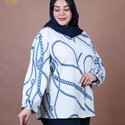 مانتو زنجیری ترک سایزبزرگ سورمه ای