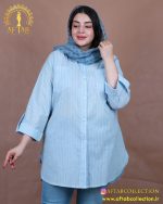 مانتو دیپلمات ژاکارد بغل پاگون سایزبزرگ آبی