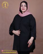 مانتو دیپلمات ژاکارد بغل پاگون سایزبزرگ نما نزدیک