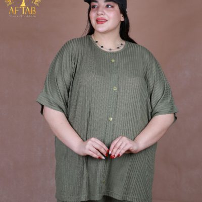 تیشرت سوزنی دکمه نما سایزبزرگ
