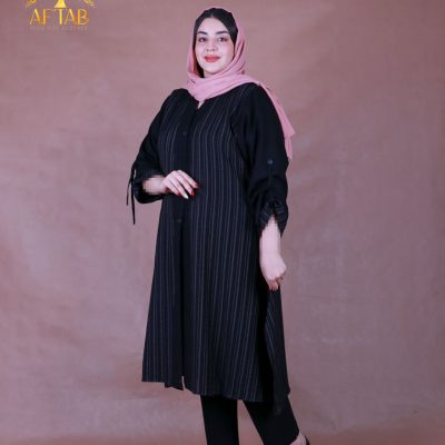 مانتو شانتون فول دیپلمات آستین بندی سایزبزرگ