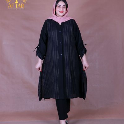 مانتو شانتون فول دیپلمات آستین بندی سایزبزرگ