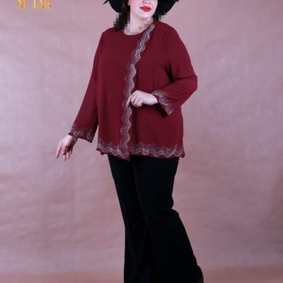 شومیز حریر جلو نگینی سایزبزرگ