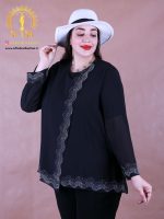 شومیز حریر جلو نگینی سایزبزرگ