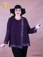 شومیز حریر جلو نگینی سایزبزرگ