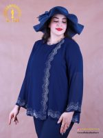 شومیز حریر جلو نگینی سایزبزرگ