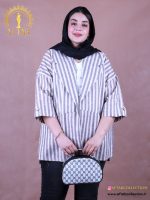 مانتو کتی راه راه جلو باز سایزبزرگ