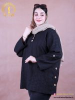 مانتو کوک دوزی بغل دکمه سایزبزرگ