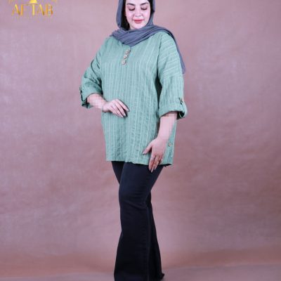 مانتو کوک دوزی بغل دکمه سایزبزرگ