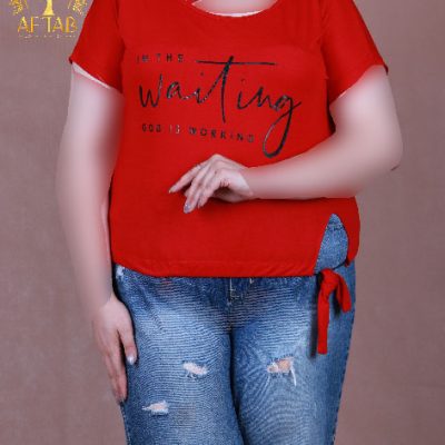 تیشرت یقه ضربدری پایین گتر سایزبزرگ