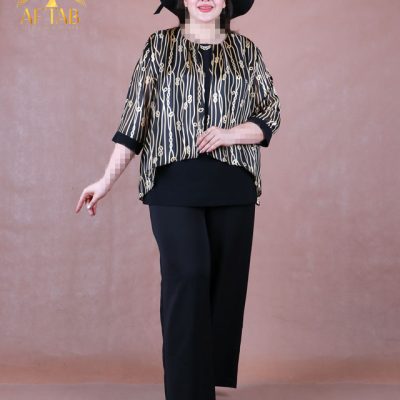 شومیز حریر طرحدار پیله سایزبزرگ