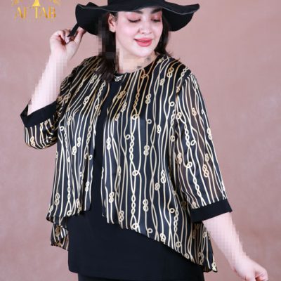 شومیز حریر طرحدار پیله سایزبزرگ